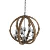 9 Light Globe Chandelier, Wood Chandelier Hanging Light Fixture With Adjustable Chain For Kitchen, Bulb Not Included - Brown - Image 8
