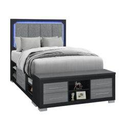Emilia - And Full Bed With Bookcase Headboard And Storage - Black / Gray