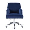 Trenerry - Velvet Office Chair - Blue / Chrome - Image 10