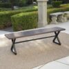 Modern Industrial Outdoor Aluminum Dining Bench With Steel Frame - Brown / Black - Image 2