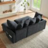 Upholstered L Shaped Sectional Sofa With Storage, Movable Ottoman, And 6 Throw Pillows - Black - Image 15