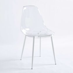 Dining Chair, Metal Leg, Plastic Seat (Set of 4) - White / Transparent