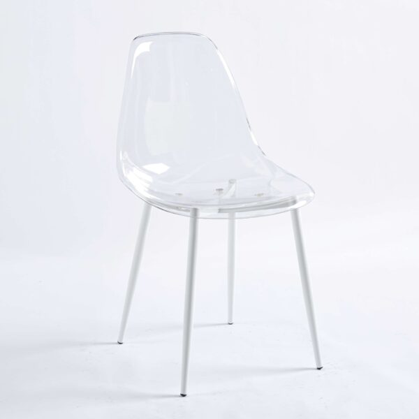 Dining Chair, Metal Leg, Plastic Seat (Set of 4) - White / Transparent