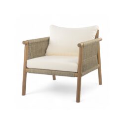 Modern Outdoor Woven Lounge Chair With Solid Wood Frame And Polyester Cushions - Teak