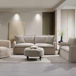 Upendo - Pattern Fabric 3 Pieces Living Room Set - Beige Yakety Yak Sand