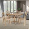 Modern Dining Table Set For 4, Round Table And 4 Kitchen Room Chairs, 5 Piece Kitchen Table Set For Dining Room, Dinette, Breakfast Nook - Natural Wood Wash - Image 2