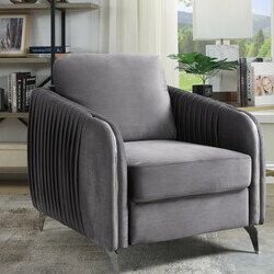 Hathaway - Velvet Modern Chic Accent Armchair - Gray