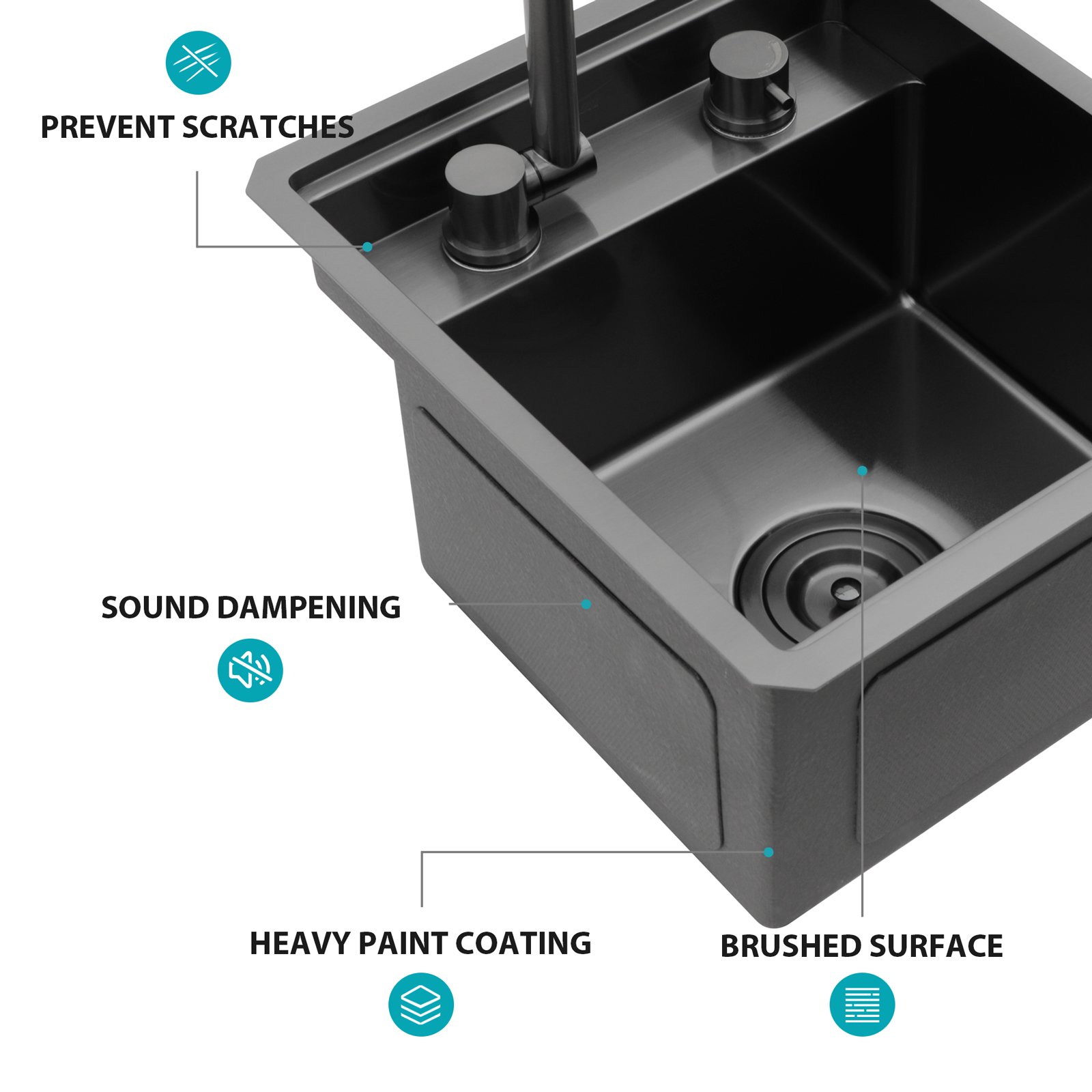 15" Undermount Bar Sink With Folding Faucet, 16 Gauge Stainless Steel, Single Bowl - Gunmetal Black - Image 8