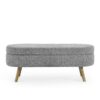 Ottoman Oval Storage Bench With Rubber Wood Legs Fabric - Gray - Image 12