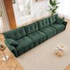 Modern 4 Seater Sofa With Solid Wood Frame, High Resilience Cushions - Premium Green - Image 13