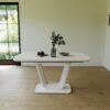 Modern Industrial Style Expandable Dining Table With U Shaped Legs - Antique Gray White - Image 6