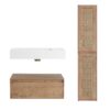 Modern Imitative Wall Mounted Bathroom Vanity With Resin Sink & 2 Side Cabinet, Soft Close Drawer - Imitative Oak - Image 11