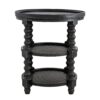 Round 3 Tiered Side Table With Rattan Shelf - Black - Image 2