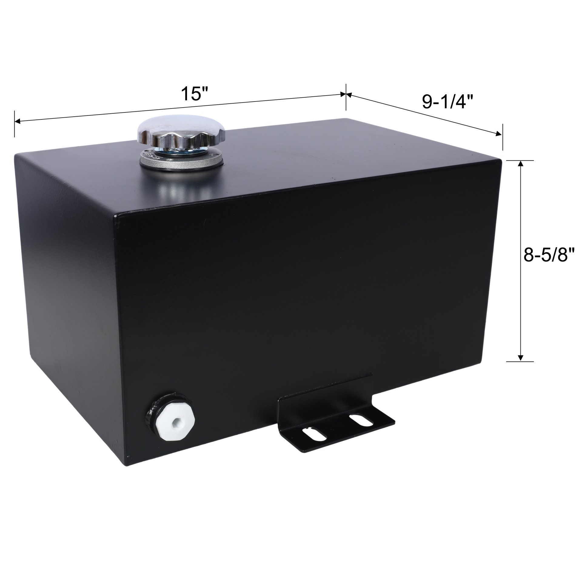 Heavy Duty 5 Gallon Steel Hydraulic Fluid Reservoir Tank With Mounting Foot, 14 Gauge - Black - Image 3