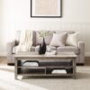 Coastal Grooved Panel Coffee Table With Lower Shelf - Gray Wash - Image 6