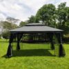 13 0 Outdoor Patio Gazebo Canopy Tent With Ventilated Double Roof And Mosquito Net (Detachable Mesh Screen On All Sides) Suitable For Lawn Garden Backyard And Deck Top - Gray - Image 15