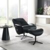 Labotina - Top Grain Leather Accent Chair With Swivel & Ottoman - Black - Image 7