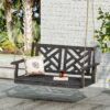 Alejandro - Acacia Wood Porch Swing With Slat Panel Seating - Dark Gray - Image 2