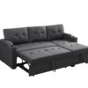 Mabel - Linen Fabric Sleeper Sectional With Cupholder, USB Charging Port And Pocket - Dark Gray - Image 2