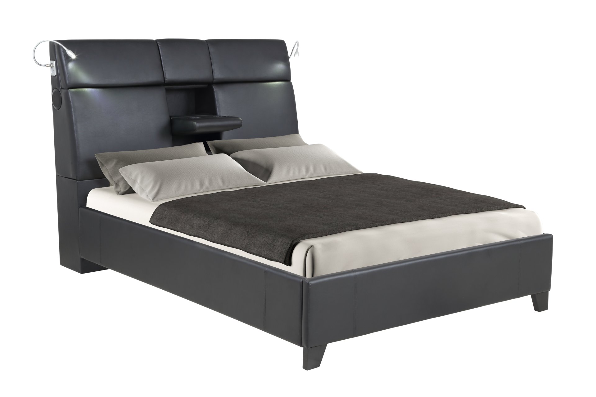 King Music Bed Touch Lighting Bluetooth Sound Beverage Tray - Black - Image 8