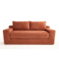 Compact Loveseat Sofa With Memory Foam & Steel Frame Convertible 2 In 1 Design - Orange