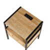 Rattan End Table With Power Outlet & USB Ports, Modern Nightstand With Drawer And Metal Legs, Side Table For Living Room, Bedroom - Natural - Image 13