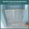 Modern Single Slide Shower Door With 8Mm Tempered Glass And Stainless Steel Frame - Gold - Image 7