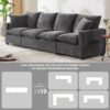 Modern Modular Sofa, 4 Seat Chenille Sectional Couch Set With 2 Pillows Included, Freely Combinable Indoor Funiture - Black / Gray - Image 17