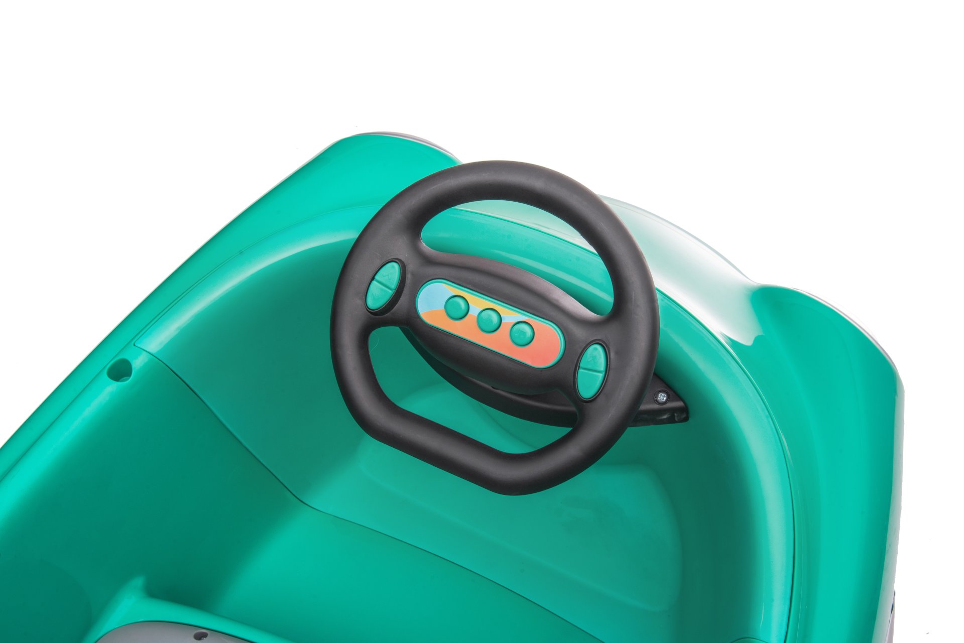 Bumper Car For Kids, 12V Dual Drive 1-6 Years Old Children's Electric Car With Pushrod Dinner Plate USB Bt Music Rocking Horse Mode Anti-Collision Bumper Ride On Car - Green - Image 21