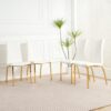 Modern Upholstered Dining Chair (Set of 4) With Gold Plated Metal Legs - White - Image 2