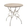 Round Wooden Table With Metal Scrollwork Legs - White Washed - Image 2