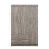 3 Door Wardrobe With 2 Drawers, Grain Effect - Gray - Image 18