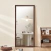 Vintage Full Length Mirror Wall Mounted With Faux Wooden Frame - Brown - Image 5