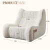 Bean Bag Chair For Adults, Lazy Floor Sofa Couch Memory Foam Bean Bag Sofas Chenille Fabric Reading Chair Comfortable Corner Lounge Sofa For Living Room - White - Image 3