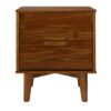 Mid-Century Modern 2 Drawer Solid Wood Nighstand With Cutout Handles - Walnut - Image 3