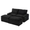 Convertible Loveseat Sofa With Storage, USB Ports, Cup Holders - Black - Image 10