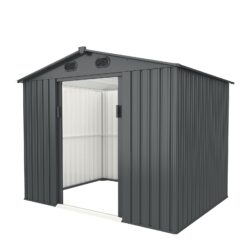 Industrial - 6' x 8' Garden Metal Shed Premium - Dark Gray