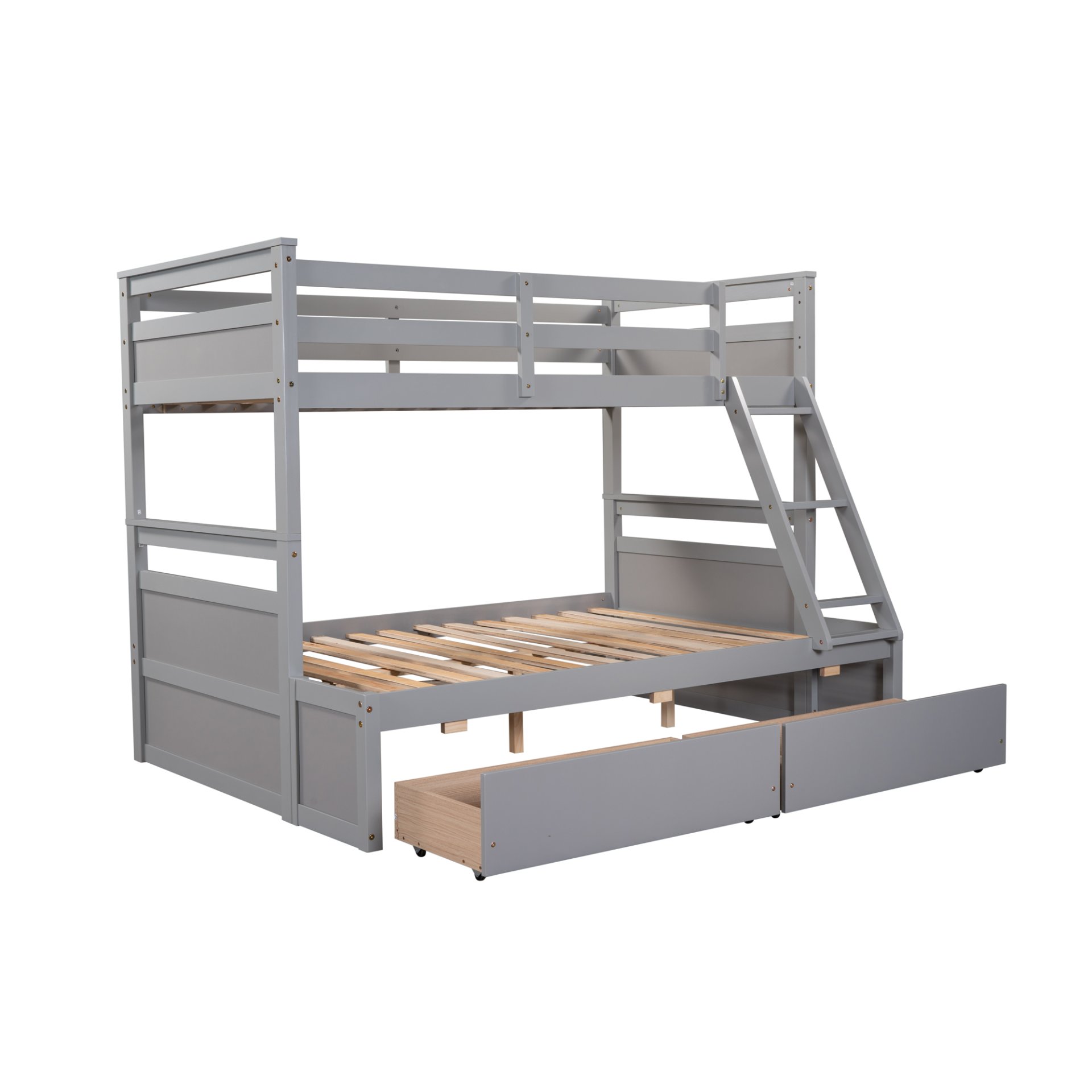 Twin Over Full Bunk Bed With Storage - Gray - Image 5
