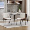 Dining Chairs (Set of 2) Mid-Century Modern Retro Faux Leather Chair With Bentwood Upholstered Seat Metal Legs Adjustable Foot For Kitchen Dining Room Chairs - White - Image 2