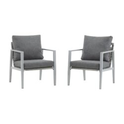 Modern Aluminum Lounge Chair Set With Rope Accents And Cushions For Indoor / Outdoor Use - Gray / Silver / White