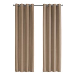 2 Pieces Set, Curtain Panel, 100% Blackout, Grommet, Thermal Insulation Polyester, Contemporary & Modern - Brown
