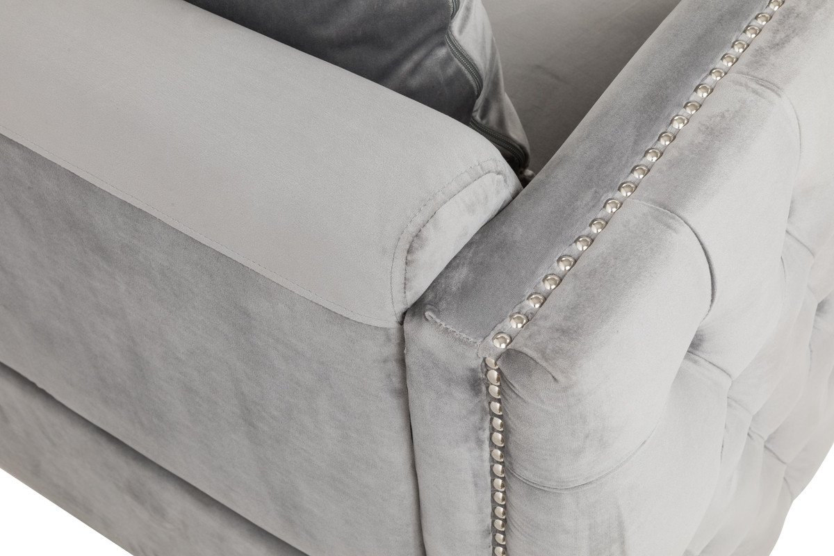 Bayberry - Velvet Loveseat With 2 Pillows - Gray - Image 6