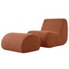 Curved Lounge Chair With Ottoman And High Resilience Foam - Orange - Image 5