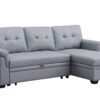 Lexi - Vegan Leather Modern Reversible Sleeper Sectional Sofa With Storage Chaise - Gray - Image 2
