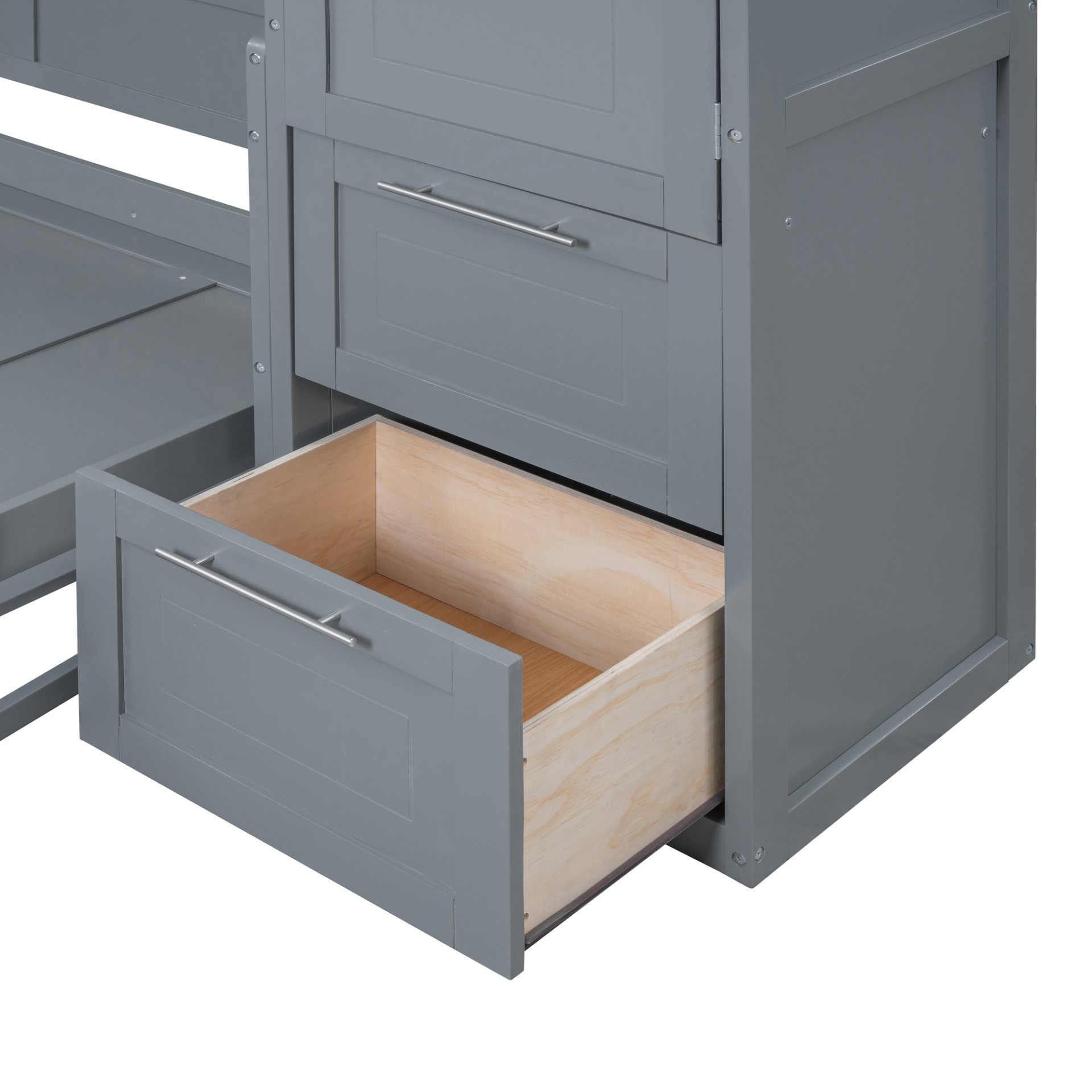 Queen Size Murphy Wall Bed With Closet And Drawers - Gray - Image 15