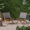 Solidago - Outdoor And Strapping Belt Folding Chairs, (Set of 2) - Black / Brown - Image 4