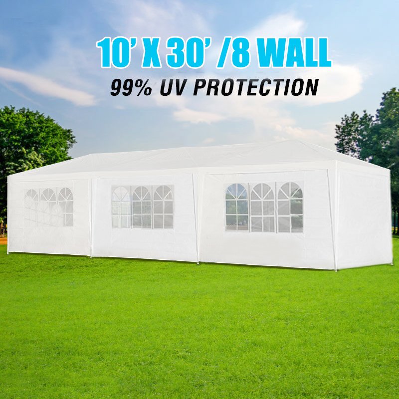 10X30' Wedding Party Canopy Tent Outdoor Gazebo With 8 Removable Sidewalls - White - Image 3