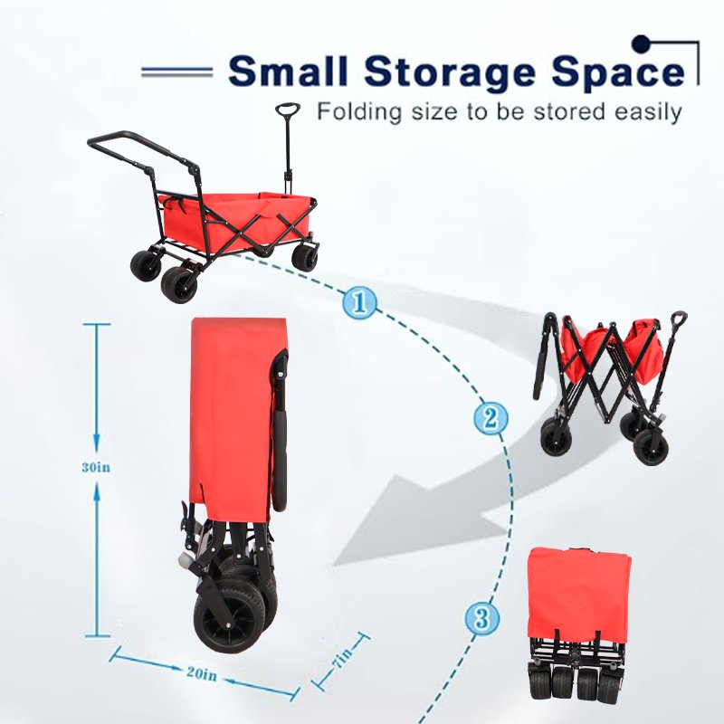 Utility Park Garden Cart Tool Customized Color Folding Camping Trolley Outdoor Picnic Beach Wagon - Red - Image 3