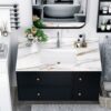 Vanity Top With Undermount Sink And Backsplash, Sintered Stone - Carrara White Marble - Image 2
