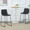(Set of 2) Modern Minimalist Style Material Bar Stools, Suitable For Kitchen, Bar And Modern Home Design - Black - Image 2